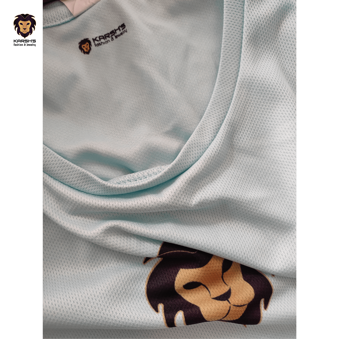 Majestic Roar: Mint Green Lion T-Shirt in 100% Polyester T-Shirt Karsh-fj 